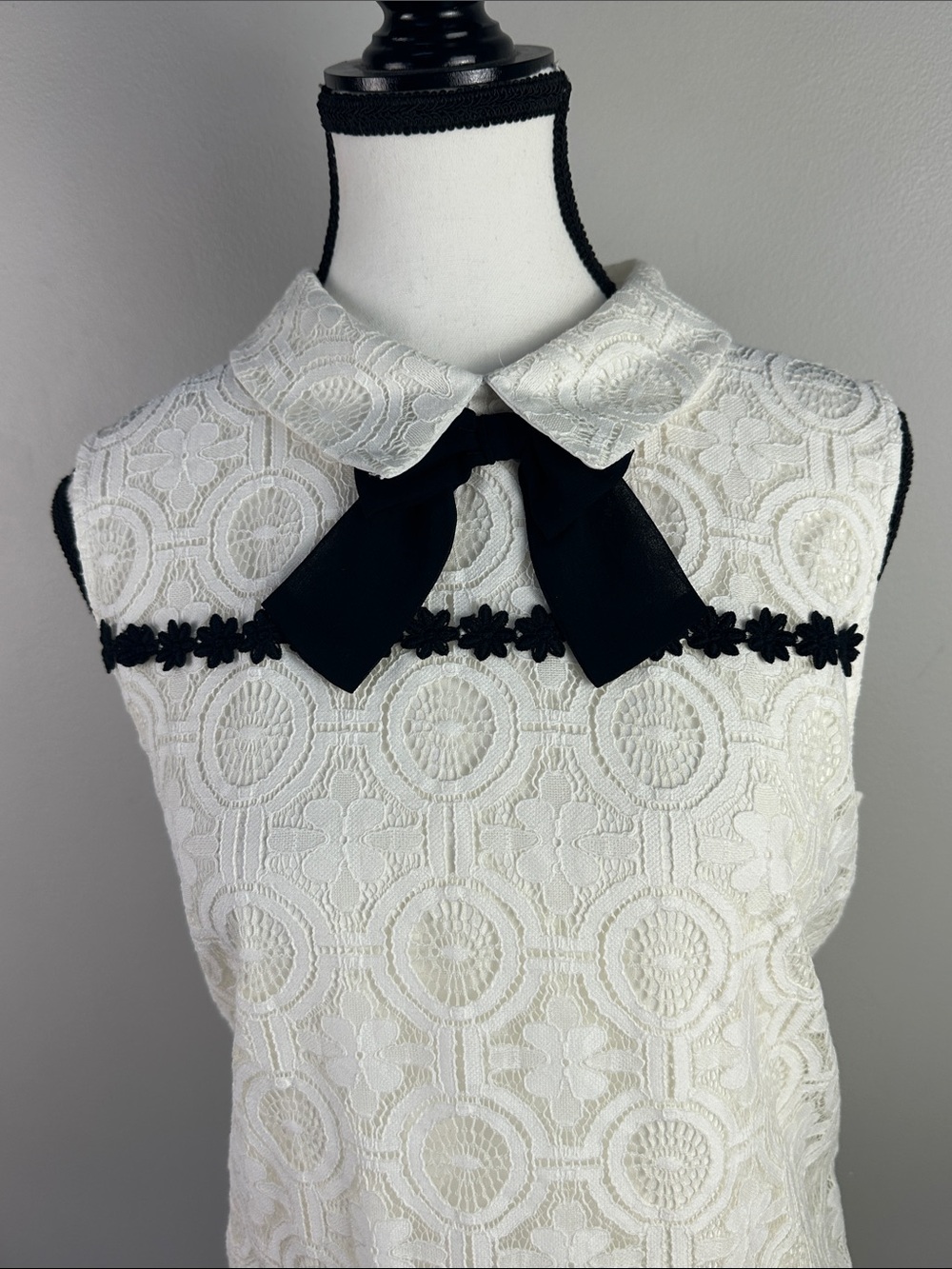 Karl Lagerfeld Paris Sleeveless Lace Blouse - Picture 4 of 10